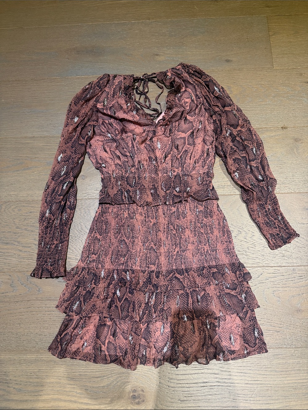 Rebecca Taylor Snake Print Smocked Clip Dress